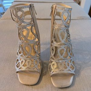 Jessica Simpson cutout rhinestone peep toe bootie